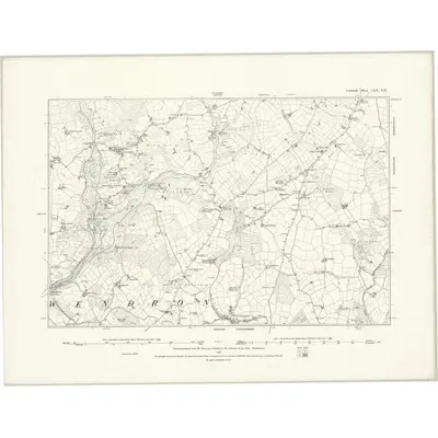 1877 Map of Cornwall LXX.SE, 1888 Print