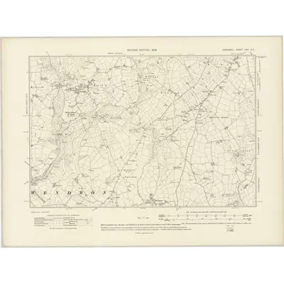 1906 Map of Cornwall LXX.SE, 1908 Print