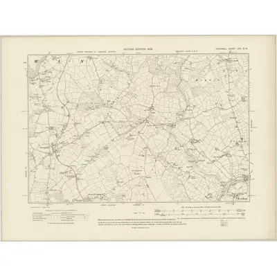 1906 Map of Cornwall LXX.SW, 1909 Print