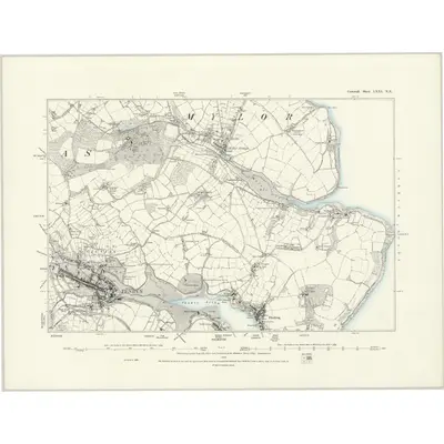 1878 Map of Cornwall LXXI.NE, 1888 Print