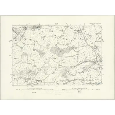 1878 Map of Cornwall LXXI.NW, 1888 Print
