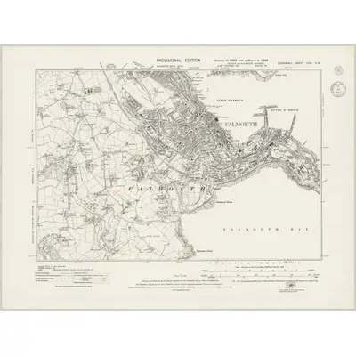 1938 Map of Cornwall LXXI.SE, 1943 Print