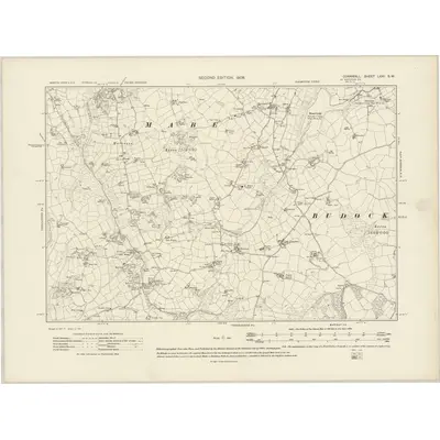 1906 Map of Cornwall LXXI.SW, 1908 Print