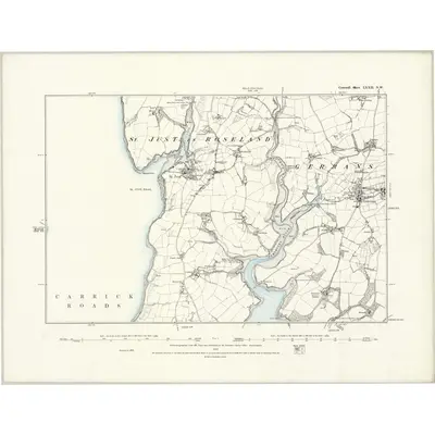 1879 Map of Cornwall LXXII.NW, 1888 Print
