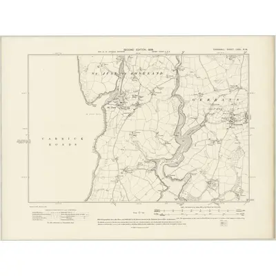 1906 Map of Cornwall LXXII.NW, 1908 Print