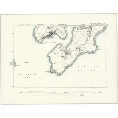 1878 Map of Cornwall LXXII.SW & SE, 1888 Print