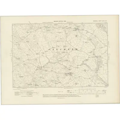 1906 Map of Cornwall LXXIII.NE, 1908 Print