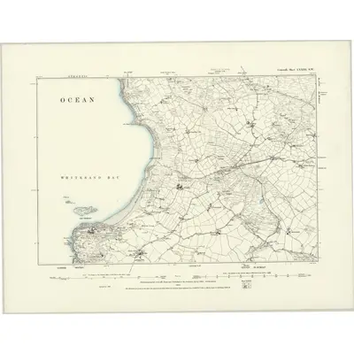 1876 Map of Cornwall LXXIII.SW, 1888 Print