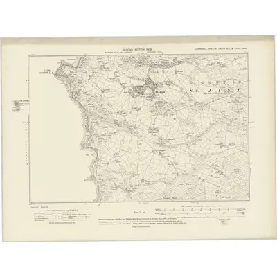1906 Map of Cornwall LXXIIIA.NE & LXXIII.NW, 1909 Print
