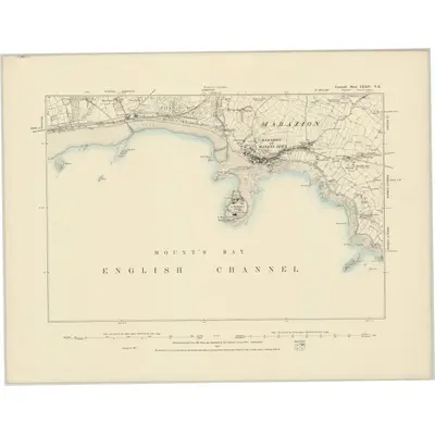 1877 Map of Cornwall LXXIV.NE, 1887 Print