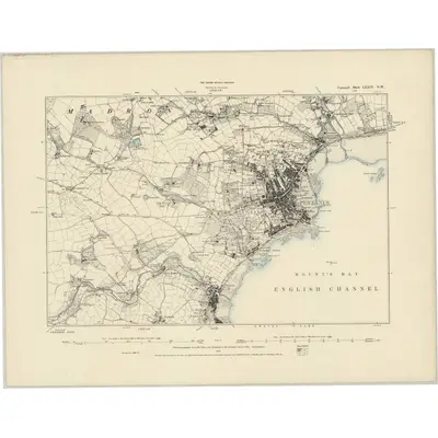 1876 Map of Cornwall LXXIV.NW, 1887 Print