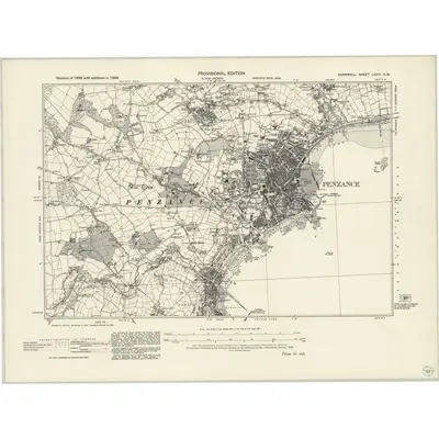 1938 Map of Cornwall LXXIV.NW, 1945 Print