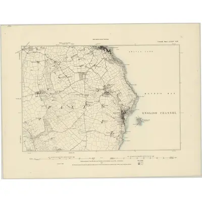 1876 Map of Cornwall LXXIV.SW, 1887 Print