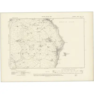 1906 Map of Cornwall LXXIV.SW, 1909 Print