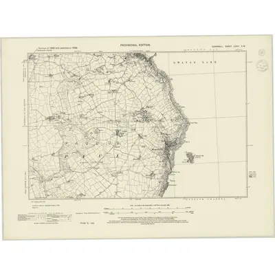1938 Map of Cornwall LXXIV.SW, 1944 Print