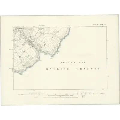 1876 Map of Cornwall LXXIX.NW, 1888 Print