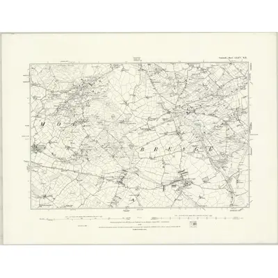 1877 Map of Cornwall LXXV.NE, 1888 Print