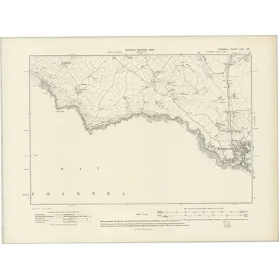 1906 Map of Cornwall LXXV.SE, 1909 Print