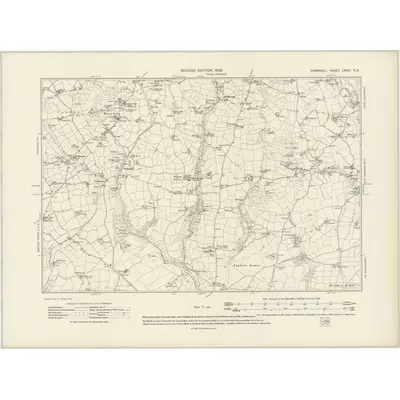 1906 Map of Cornwall LXXVI.NE, 1908 Print