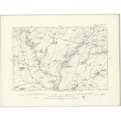 1877 Map of Cornwall LXXVI.NW, 1888 Print