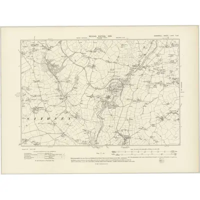 1906 Map of Cornwall LXXVI.NW, 1909 Print