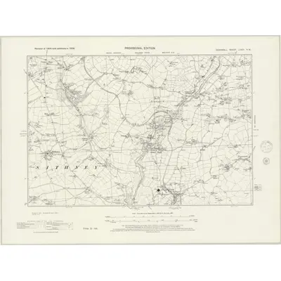 1938 Map of Cornwall LXXVI.NW, 1945 Print