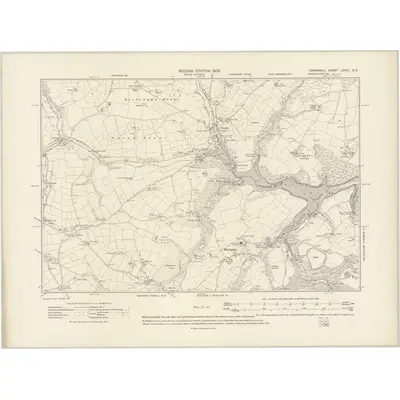 1906 Map of Cornwall LXXVI.SE, 1908 Print