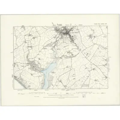 1877 Map of Cornwall LXXVI.SW, 1888 Print