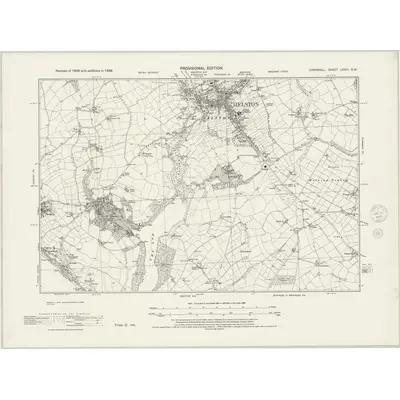1938 Map of Cornwall LXXVI.SW, 1945 Print