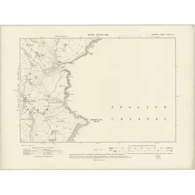 1906 Map of Cornwall LXXVII.NE, 1908 Print