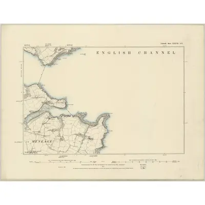 1878 Map of Cornwall LXXVII.SE, 1887 Print