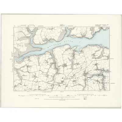 1878 Map of Cornwall LXXVII.SW, 1888 Print