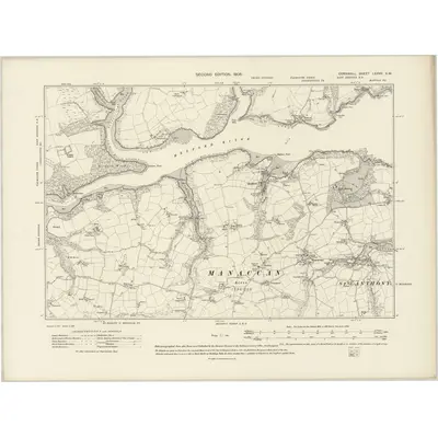1906 Map of Cornwall LXXVII.SW, 1908 Print