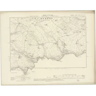 1906 Map of Cornwall LXXVIII.NE & SE, 1908 Print