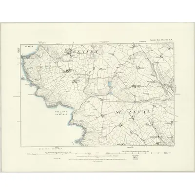1876 Map of Cornwall LXXVIII.NW, 1888 Print