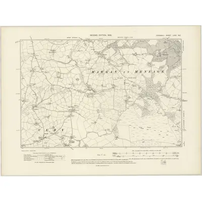 1906 Map of Cornwall LXXX.NE, 1908 Print