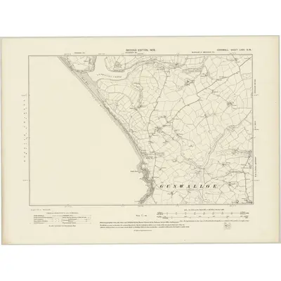 1906 Map of Cornwall LXXX.NW, 1908 Print