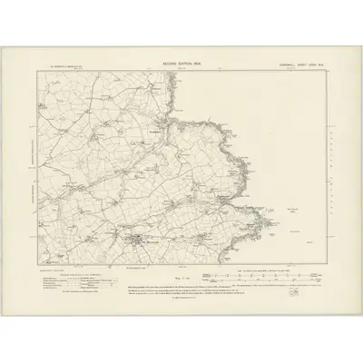 1906 Map of Cornwall LXXXI.NE, 1908 Print