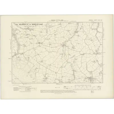 1906 Map of Cornwall LXXXI.NW, 1908 Print