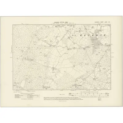 1906 Map of Cornwall LXXXI.SW, 1908 Print