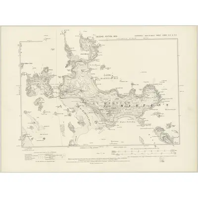 1906 Map of Cornwall LXXXII.NE & SE, 1909 Print