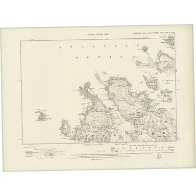 1906 Map of Cornwall LXXXII.NW & SW, 1909 Print