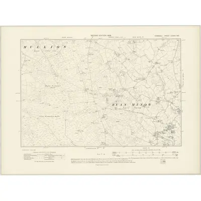 1906 Map of Cornwall LXXXIV.NE, 1908 Print