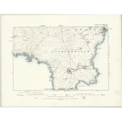 1878 Map of Cornwall LXXXIV.SE, 1888 Print