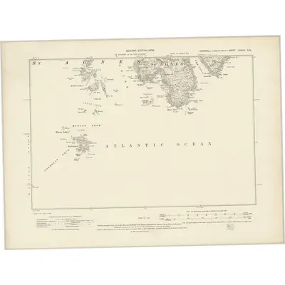 1906 Map of Cornwall LXXXIX.NW, 1909 Print
