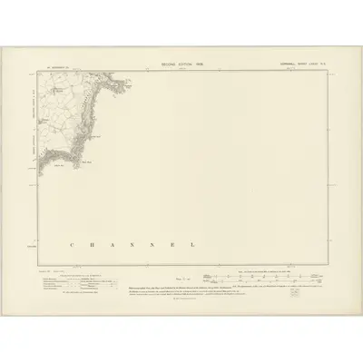 1906 Map of Cornwall LXXXV.NE, 1908 Print