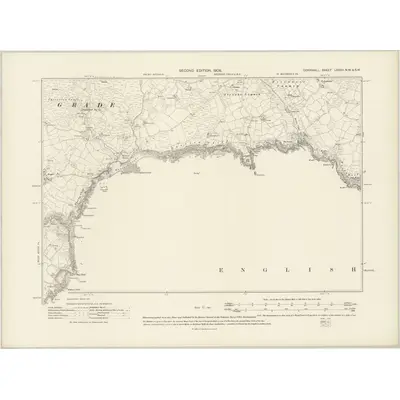 1906 Map of Cornwall LXXXV.NW & SW, 1908 Print