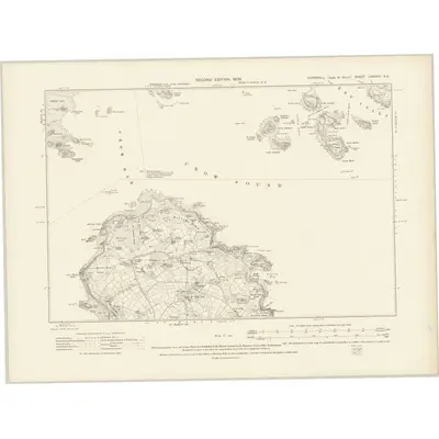 1906 Map of Cornwall LXXXVII.NE, 1909 Print