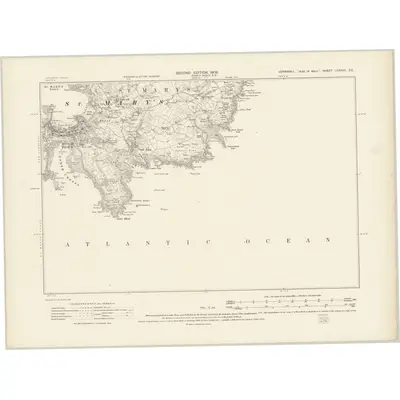 1906 Map of Cornwall LXXXVII.SE, 1909 Print