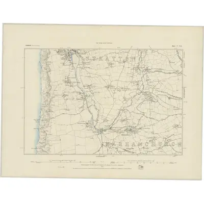 1883 Map of Cornwall V.NE, 1884 Print